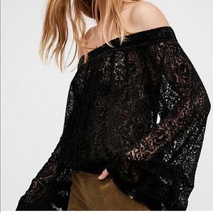 Free People off-the-shoulder velvet burnout top